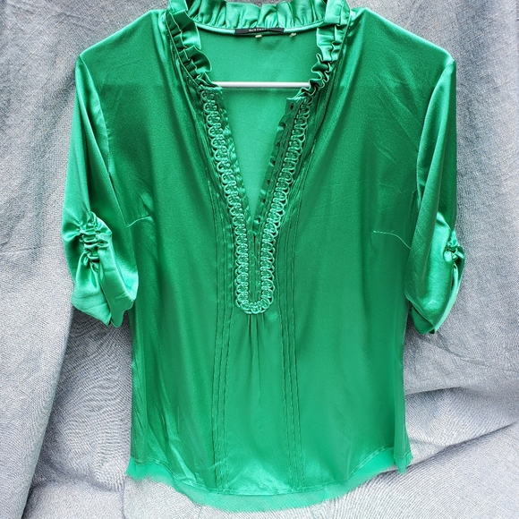 Elie Tahari Green Silk Blouse Size Small - Picture 1 of 12